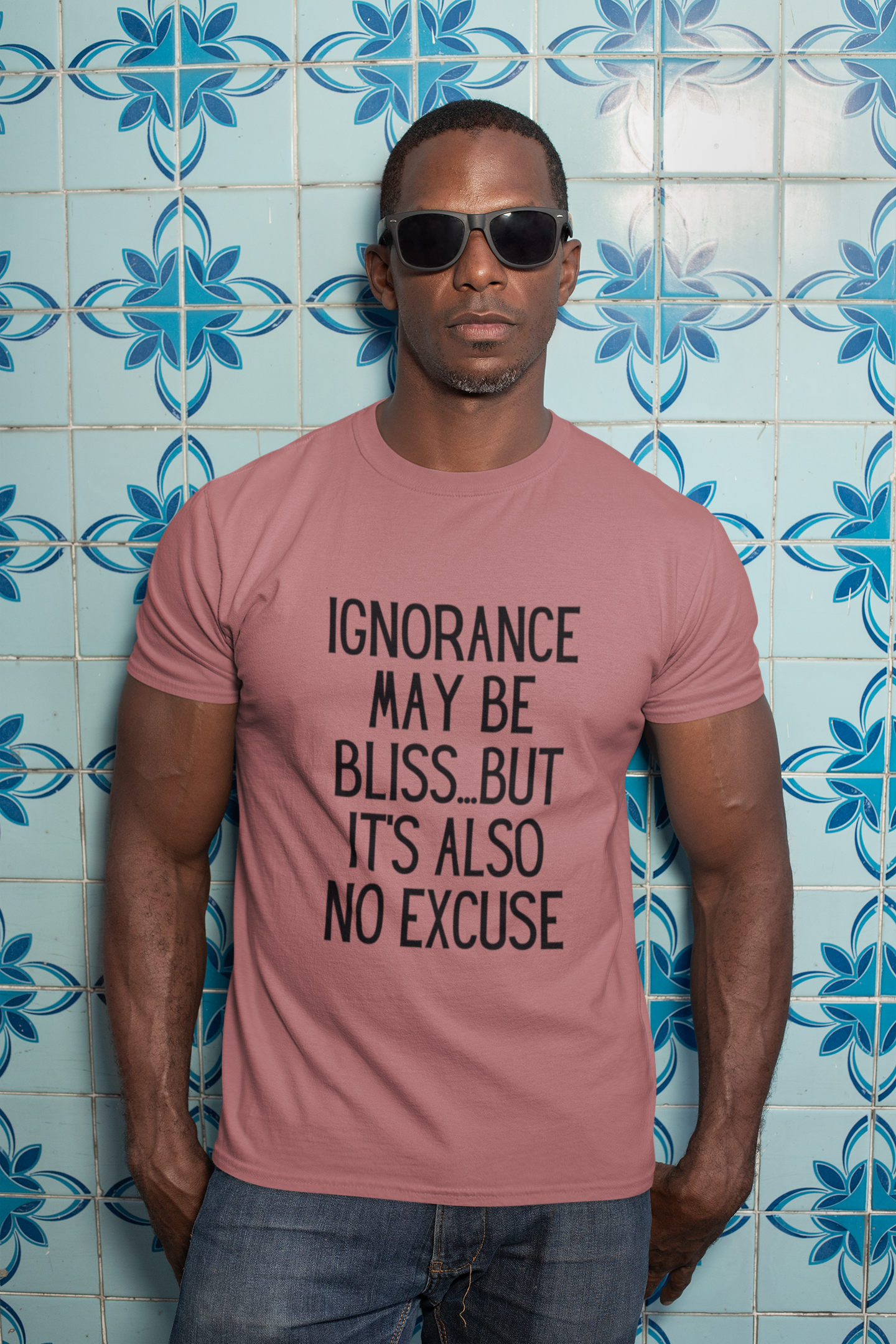 Ignorance May Be Bliss... Short-Sleeve Unisex T-Shirt Mauve, Light Blue, White - Eel & Otter