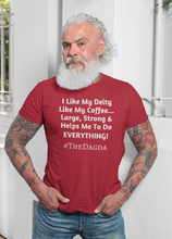 Load image into Gallery viewer, I Like My Deity... #TheDagda - Forest, Brown, Red, - Short-Sleeve Unisex T-Shirt - Eel &amp; Otter