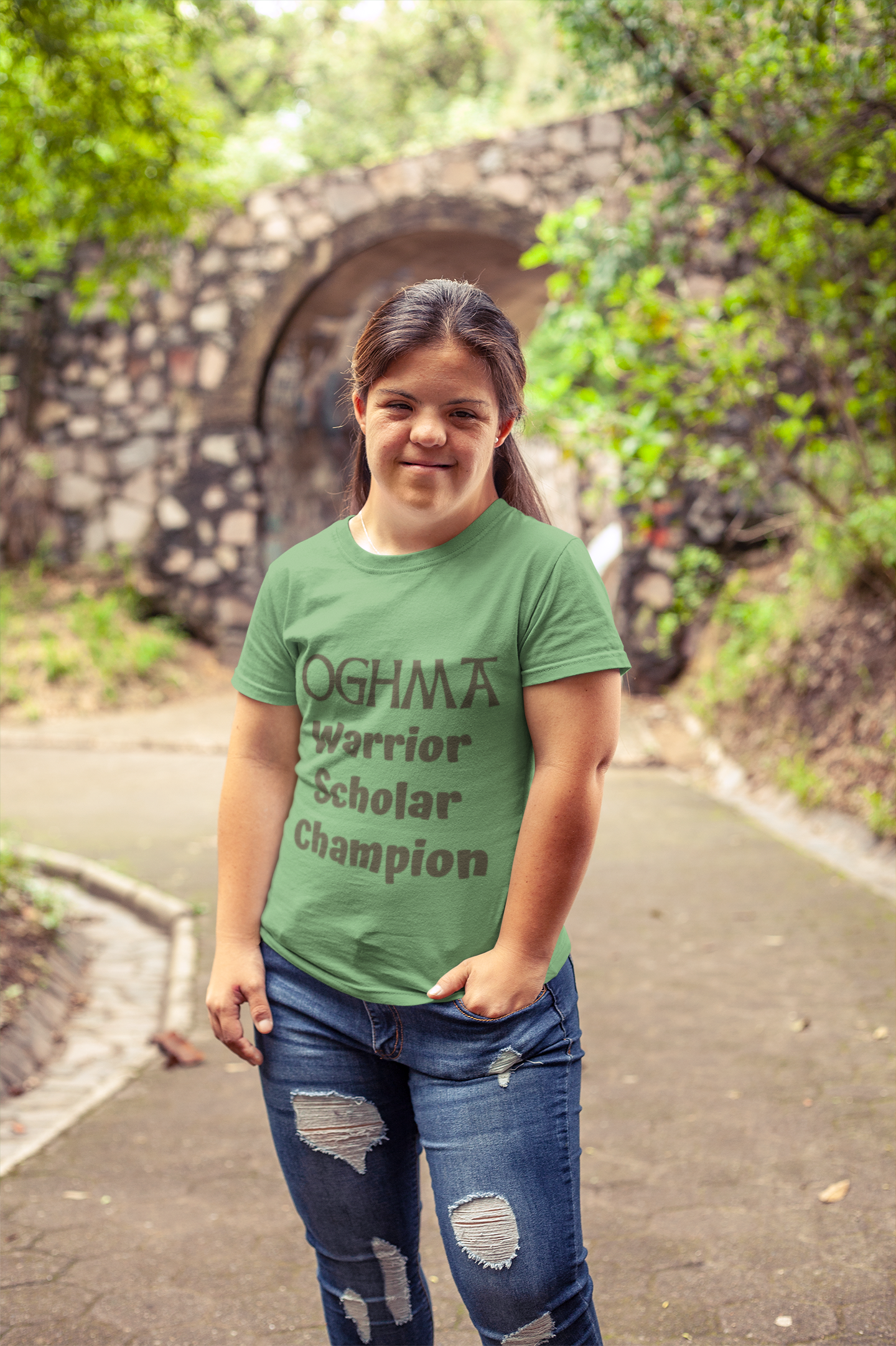 Oghma. Warrior, Scholar, Champion - Silver, Steel Blue, Leaf - Short-Sleeve Unisex T-Shirt - Eel & Otter