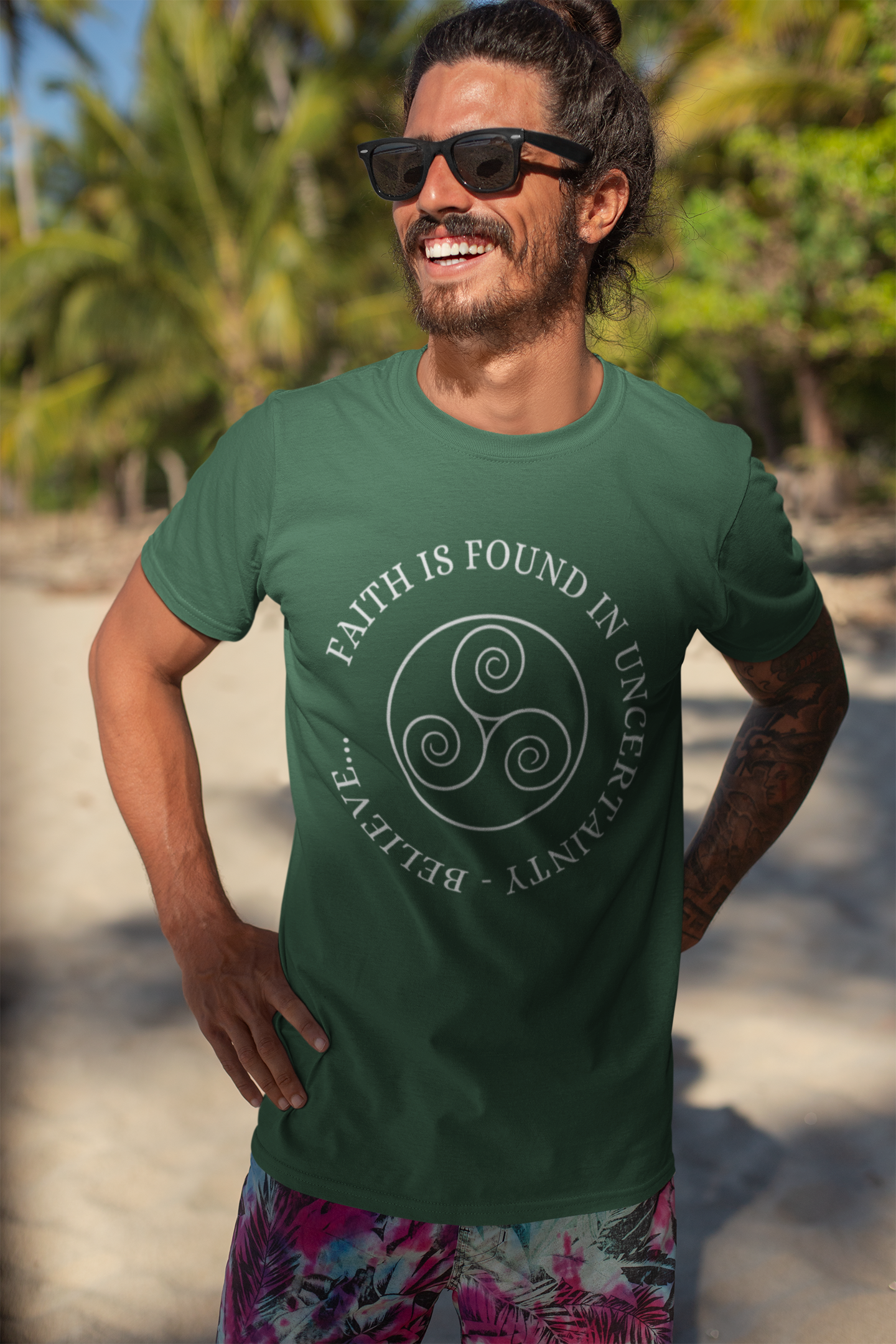 Faith is Found in Uncertainty. Believe... - Short-Sleeve Unisex T-Shirt - Black, Oxblood Black, Forest - Eel & Otter