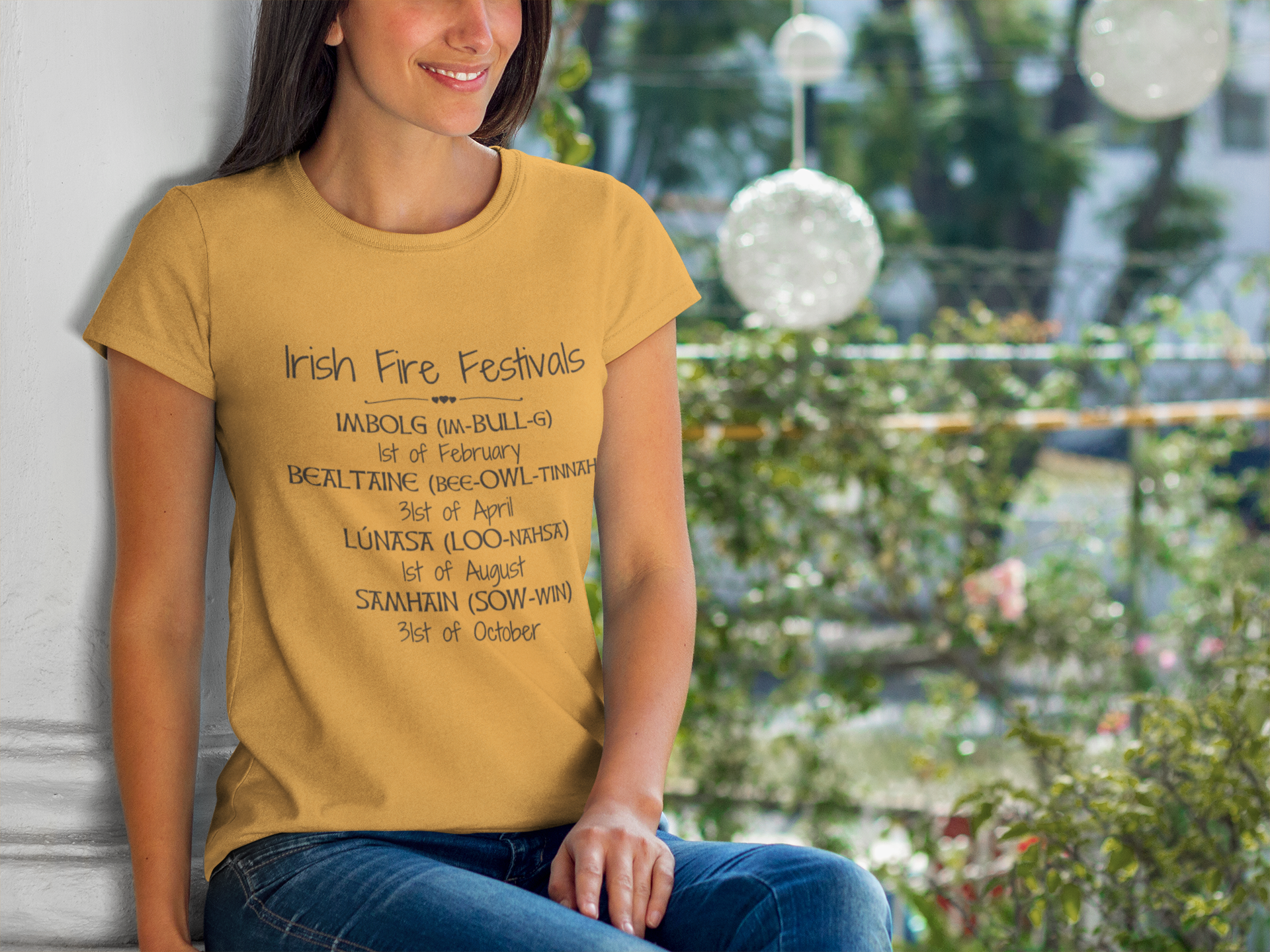 Irish Fire Festivals  -  Short-Sleeve Unisex T-Shirt Mauve, Gold, Ash - Eel & Otter