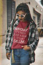Load image into Gallery viewer, Banshee. It&#39;s not just a job. It&#39;s a Calling. - Short-Sleeve Unisex T-Shirt, Black, Oxblood Balck, Red - Eel &amp; Otter