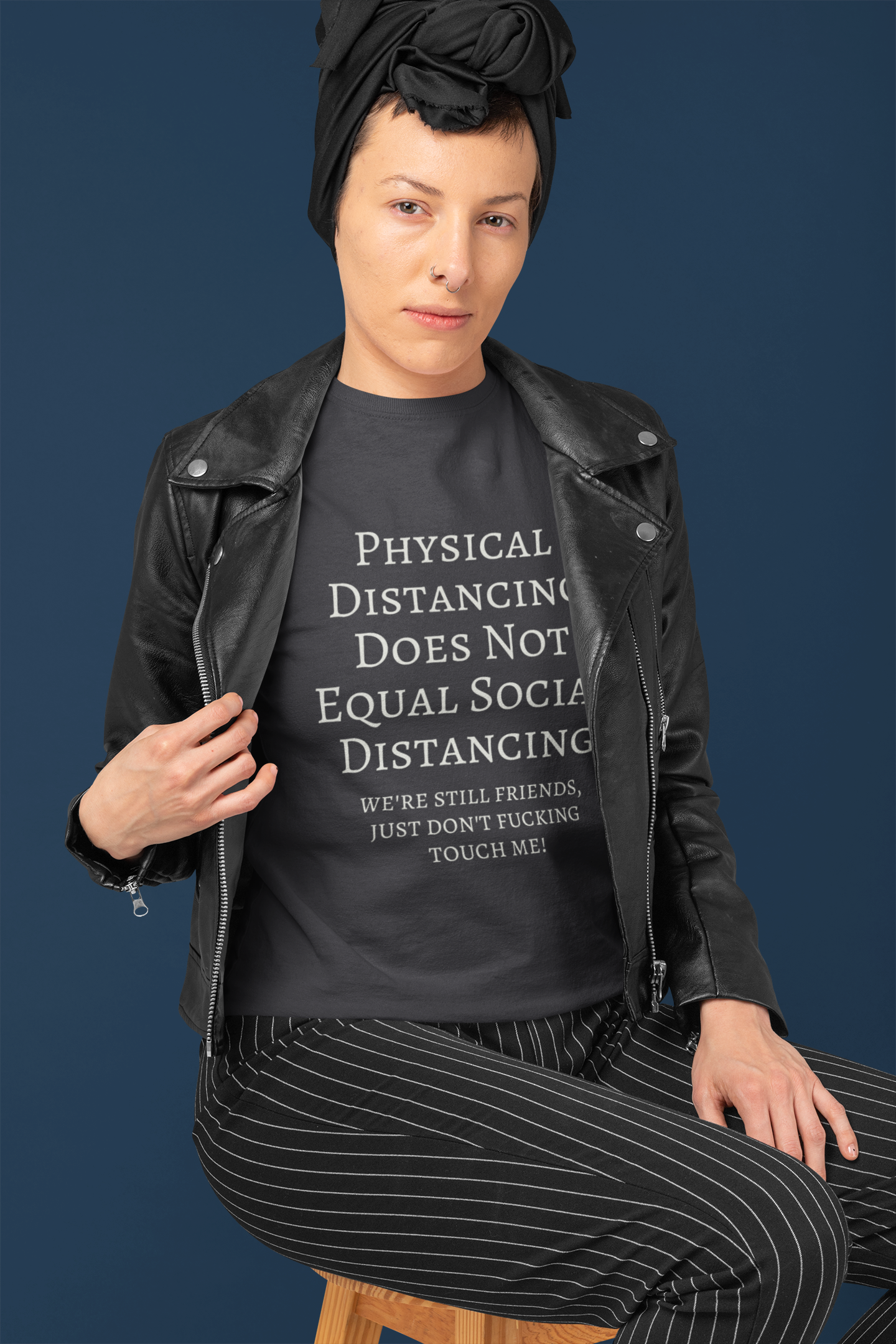 Physical Distancing Does Not Equal Social Distancing - Short-Sleeve Unisex T-Shirt Black Asphalt Red - Eel & Otter