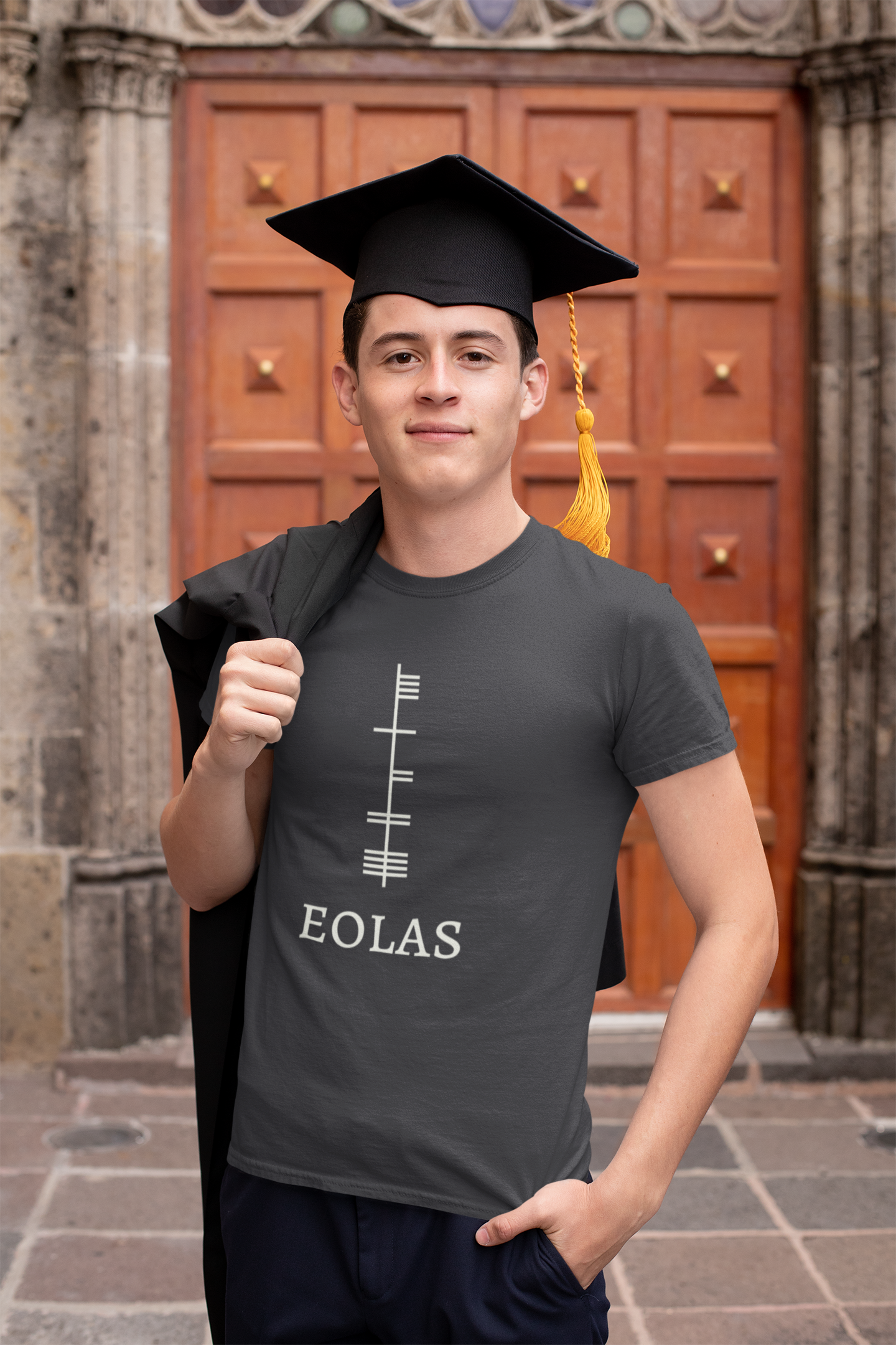 Ogham Series - Eolas - Knowledge - Short-Sleeve Unisex T-Shirt Black, Forest, Asphalt - Eel & Otter