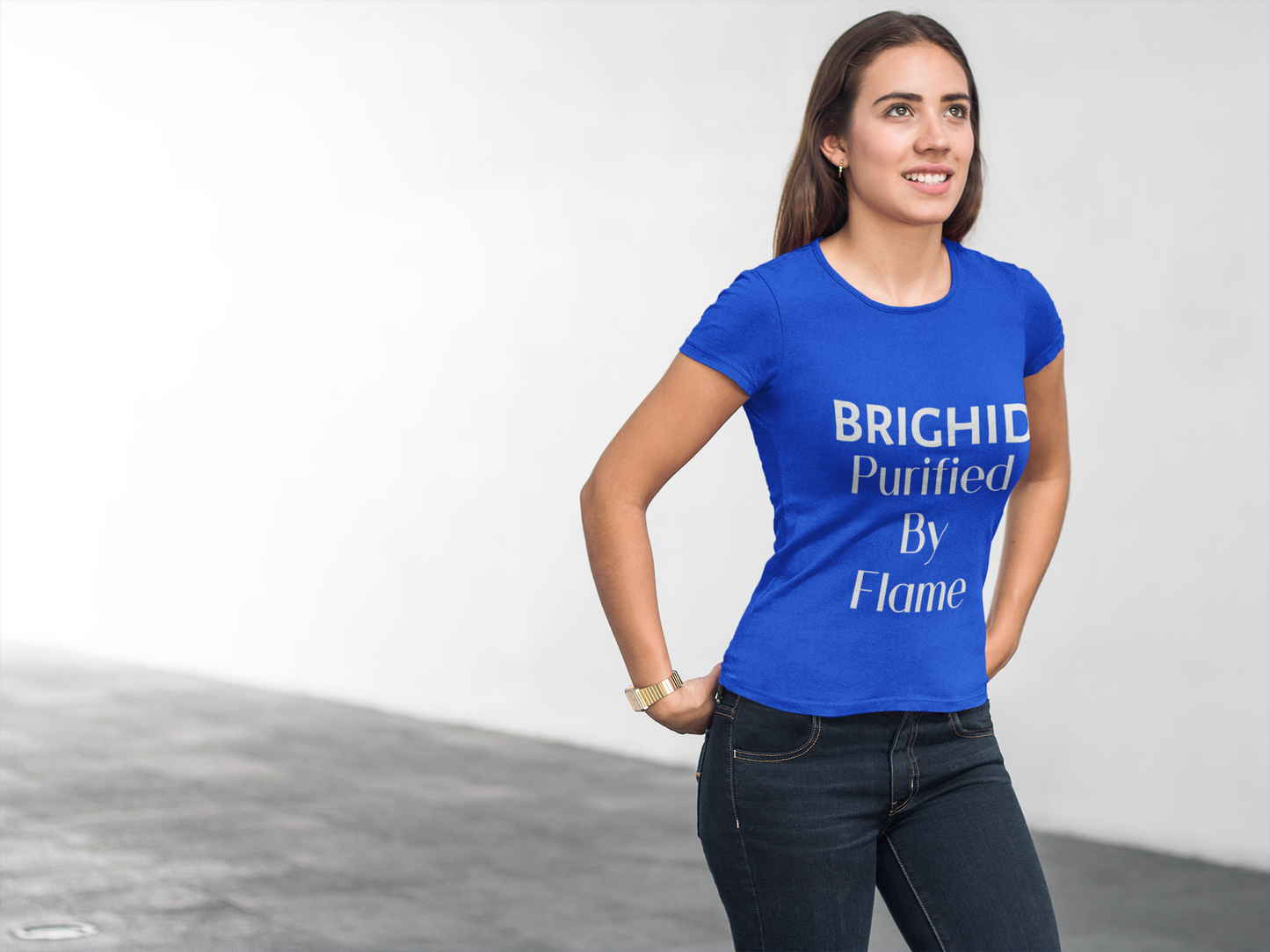 Brighid - Purified by Flame - Royal Blue, Asphalt & Forest Green - Unisex Short Sleeve Jersey TShirt - Eel & Otter