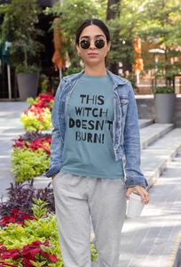 This Witch Doesn't Burn! - Short-Sleeve Unisex T-Shirt Silver, Pink, Steel Blue - Eel & Otter