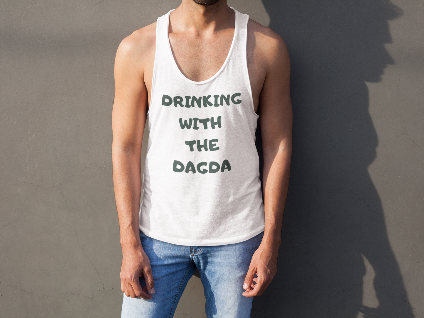 Drinking with the Dagda - White - Unisex Tank Top - Eel & Otter