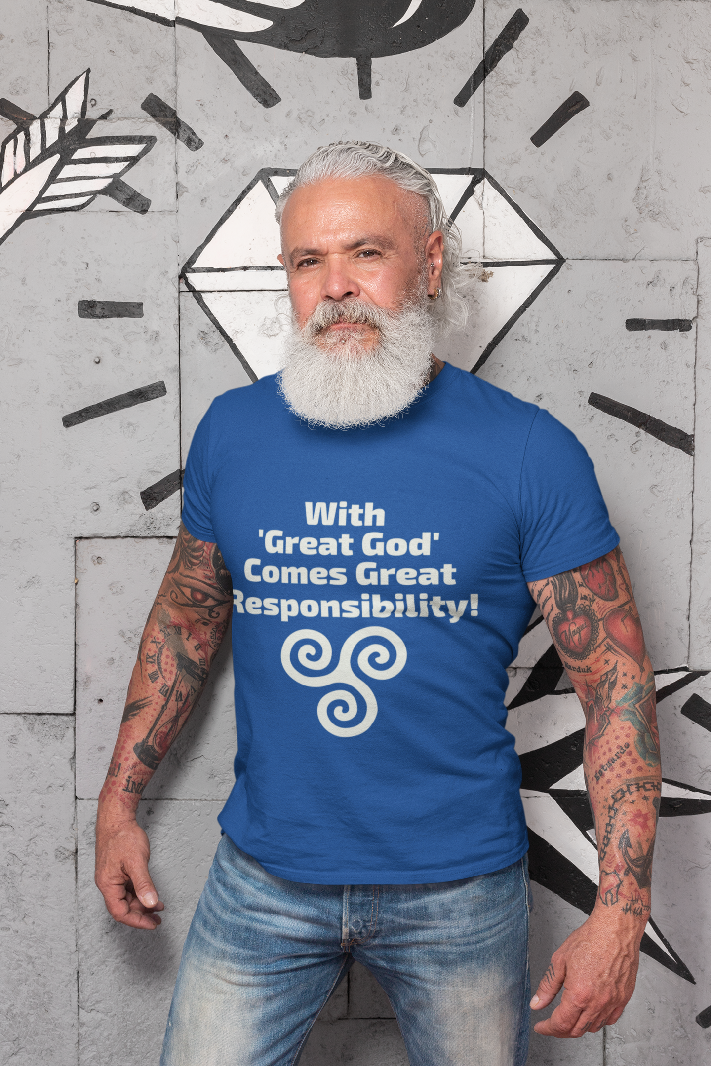 With 'Great God' Comes Great Responsibility! - Short-Sleeve Unisex T-Shirt - Black, Army, True Royal - Eel & Otter