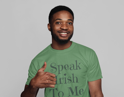 Speak Irish To Me - Short-Sleeve Unisex T-Shirt - Leaf Green, Soft Cream, Pink - Eel & Otter