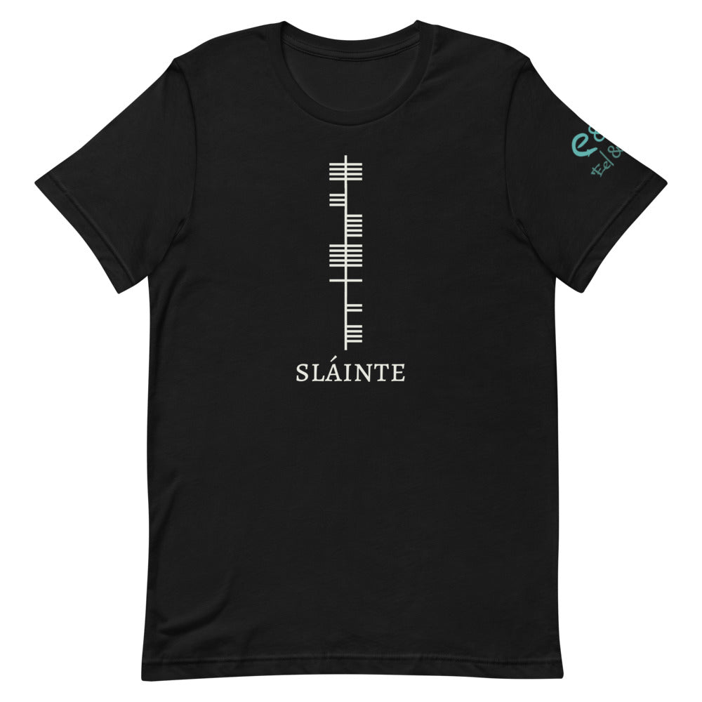 Ogham Series - Sláinte - Health - Short-Sleeve Unisex T-Shirt, Black, Oxblood, Brown - Eel & Otter