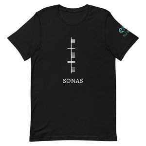 Ogham Series - Sonas - Good Fortune - Short-Sleeve Unisex T-Shirt Forest, Red, Black - Eel & Otter