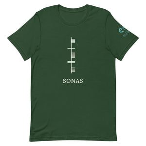 Ogham Series - Sonas - Good Fortune - Short-Sleeve Unisex T-Shirt Forest, Red, Black - Eel & Otter