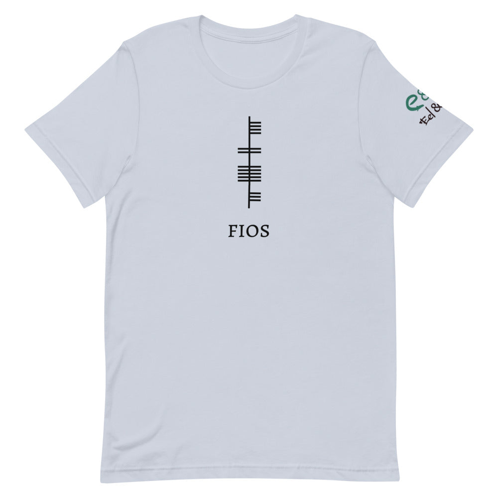 Ogham Series -  Fios - Knowledge / Wisdom - Short-Sleeve Unisex T-Shirt, Pink, Light blue, Soft Cream - Eel & Otter