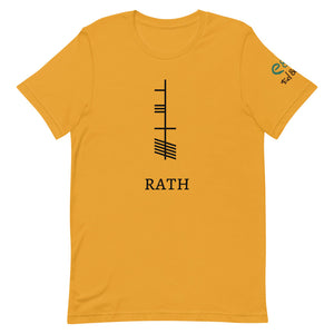 Ogham Series - Rath - Prosperity - Short-Sleeve Unisex T-Shirt - Olive, Mustard, Steel Blue - Eel & Otter