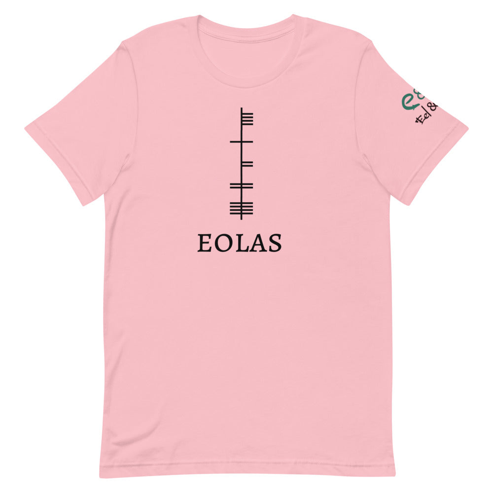 Ogham Series - Eolas - Knowledge - Short-Sleeve Unisex T-Shirt Steel Blue, Pink, Silver - Eel & Otter