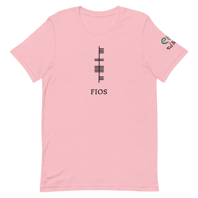 Ogham Series -  Fios - Knowledge / Wisdom - Short-Sleeve Unisex T-Shirt, Pink, Light blue, Soft Cream - Eel & Otter