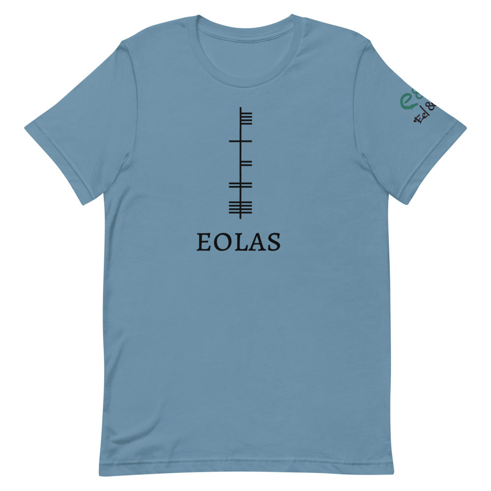 Ogham Series - Eolas - Knowledge - Short-Sleeve Unisex T-Shirt Steel Blue, Pink, Silver - Eel & Otter