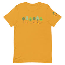Load image into Gallery viewer, Proud to Be a Tree Hugger -  Short-Sleeve Unisex T-Shirt - White, Steel Blue, Mustard - Eel &amp; Otter