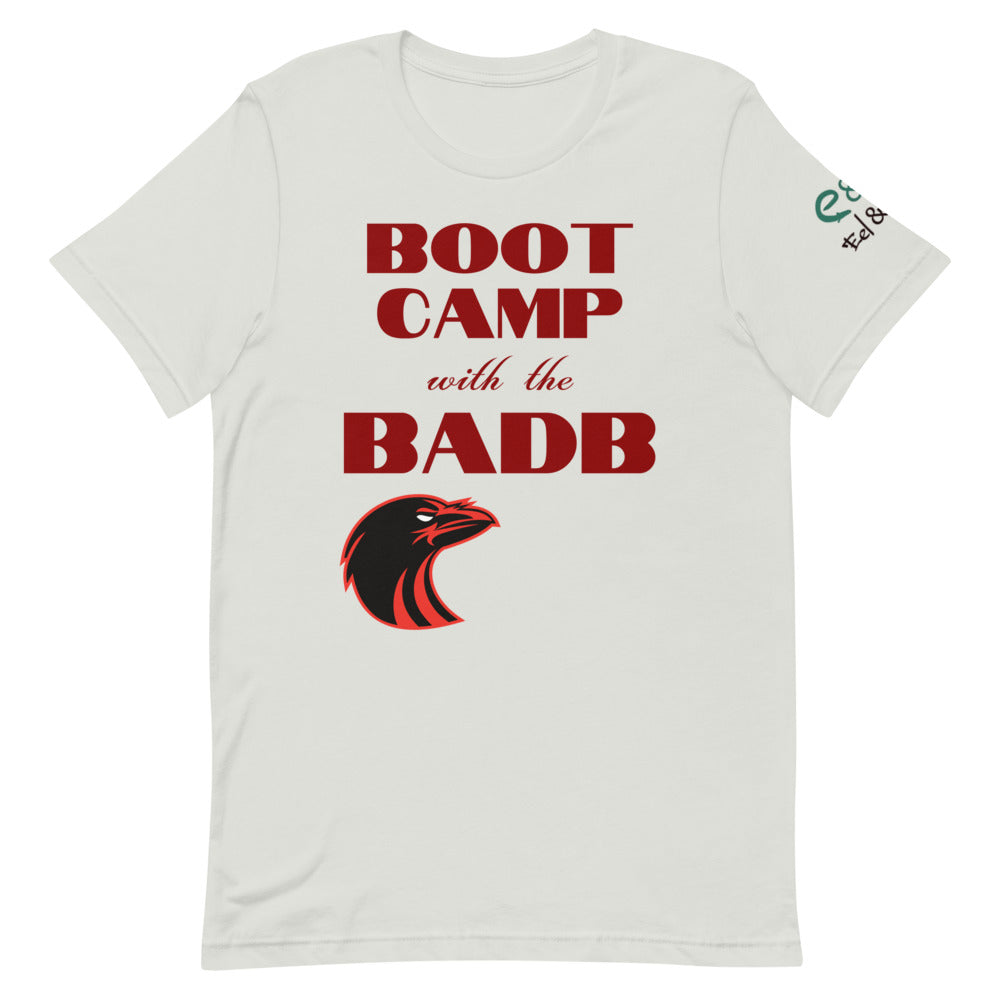 Boot Camp With The Badb - Short-Sleeve Unisex T-Shirt - Silver, Soft Cream, Steel Blue - Eel & Otter