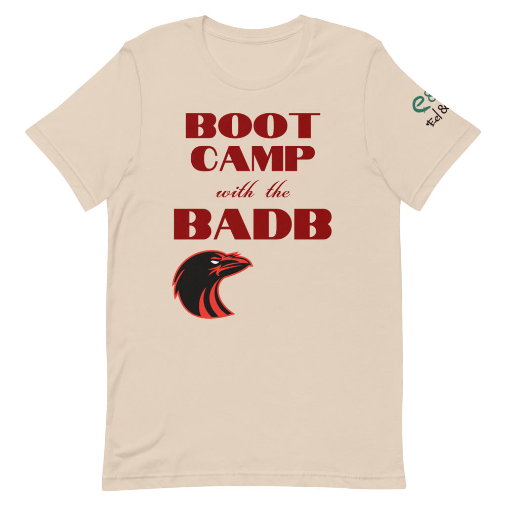 Boot Camp With The Badb - Short-Sleeve Unisex T-Shirt - Silver, Soft Cream, Steel Blue - Eel & Otter