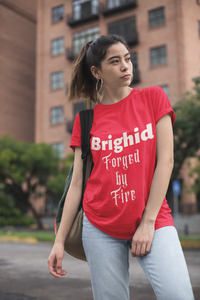 Brighid - Forged by Fire - Red, Asphalt & Brown - Unisex Short Sleeve Jersey T-Shirt - Eel & Otter