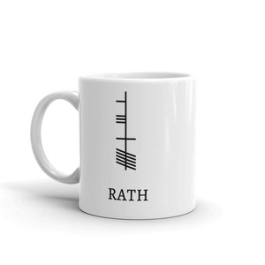 Ogham Series - Rath - Prosperity - White glossy mug - Eel & Otter