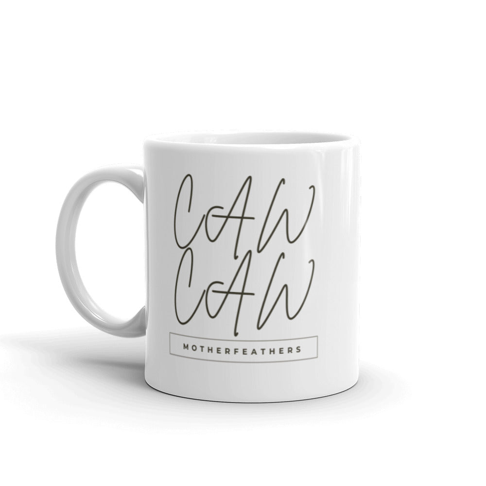 CAW CAW Mother Feathers - White glossy mug - Eel & Otter