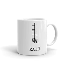 Load image into Gallery viewer, Ogham Series - Rath - Prosperity - White glossy mug - Eel &amp; Otter