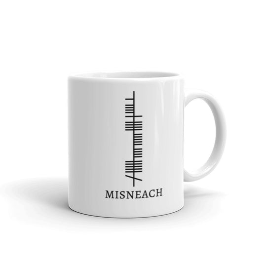 Ogham Series - Misneach - Courage - White glossy mug - Eel & Otter