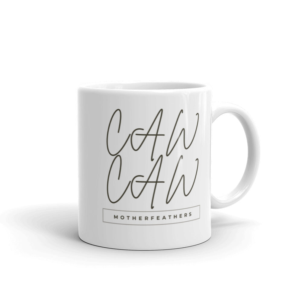 CAW CAW Mother Feathers - White glossy mug - Eel & Otter