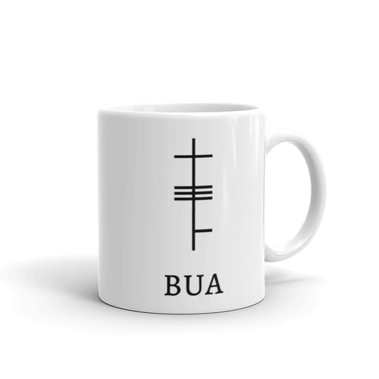 Ogham Series - Bua - Victory - White glossy mug - Eel & Otter