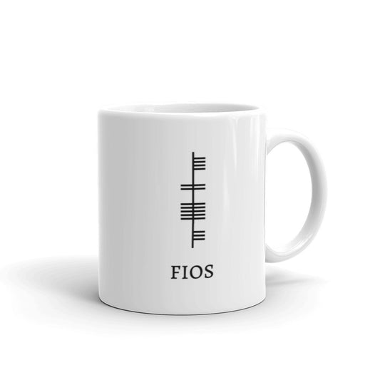 Ogham Series - Fios - Knowledge / Wisdom - White glossy mug - Eel & Otter