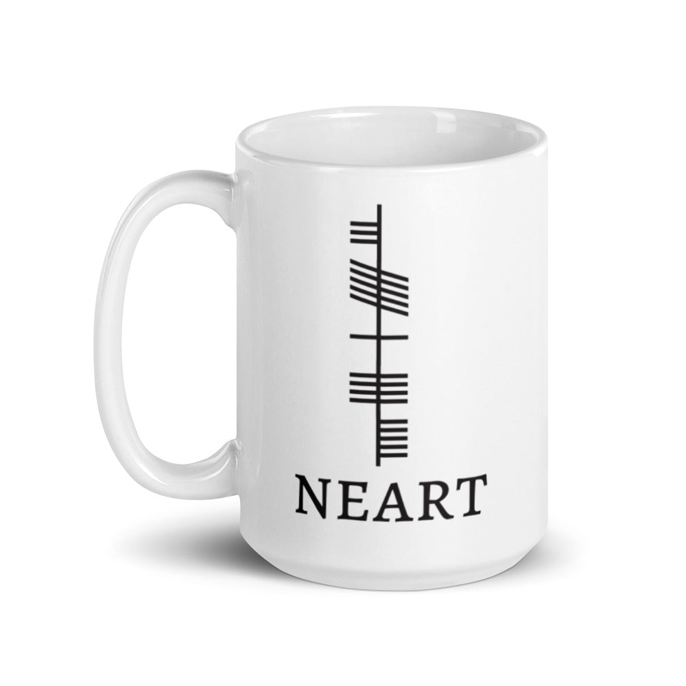 Ogham Series - Neart - Strength - White glossy mug - Eel & Otter