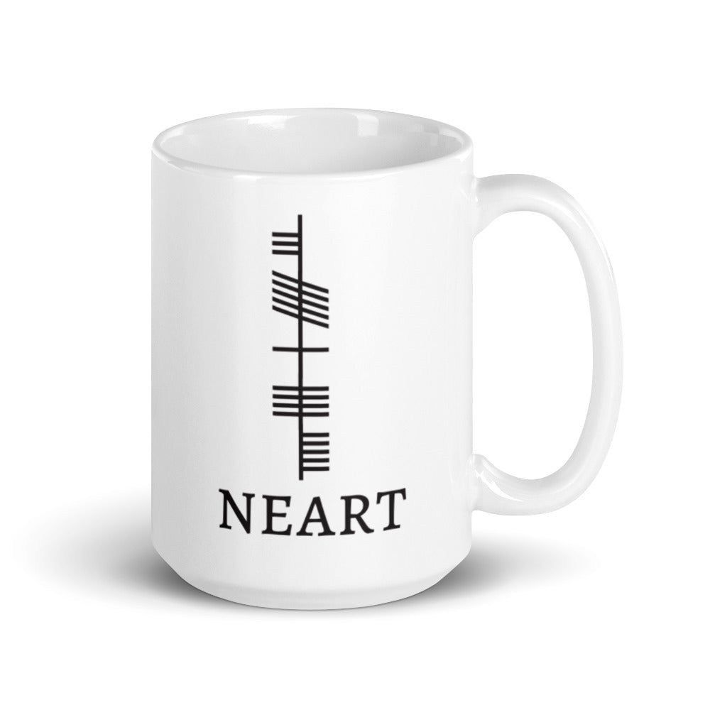 Ogham Series - Neart - Strength - White glossy mug - Eel & Otter