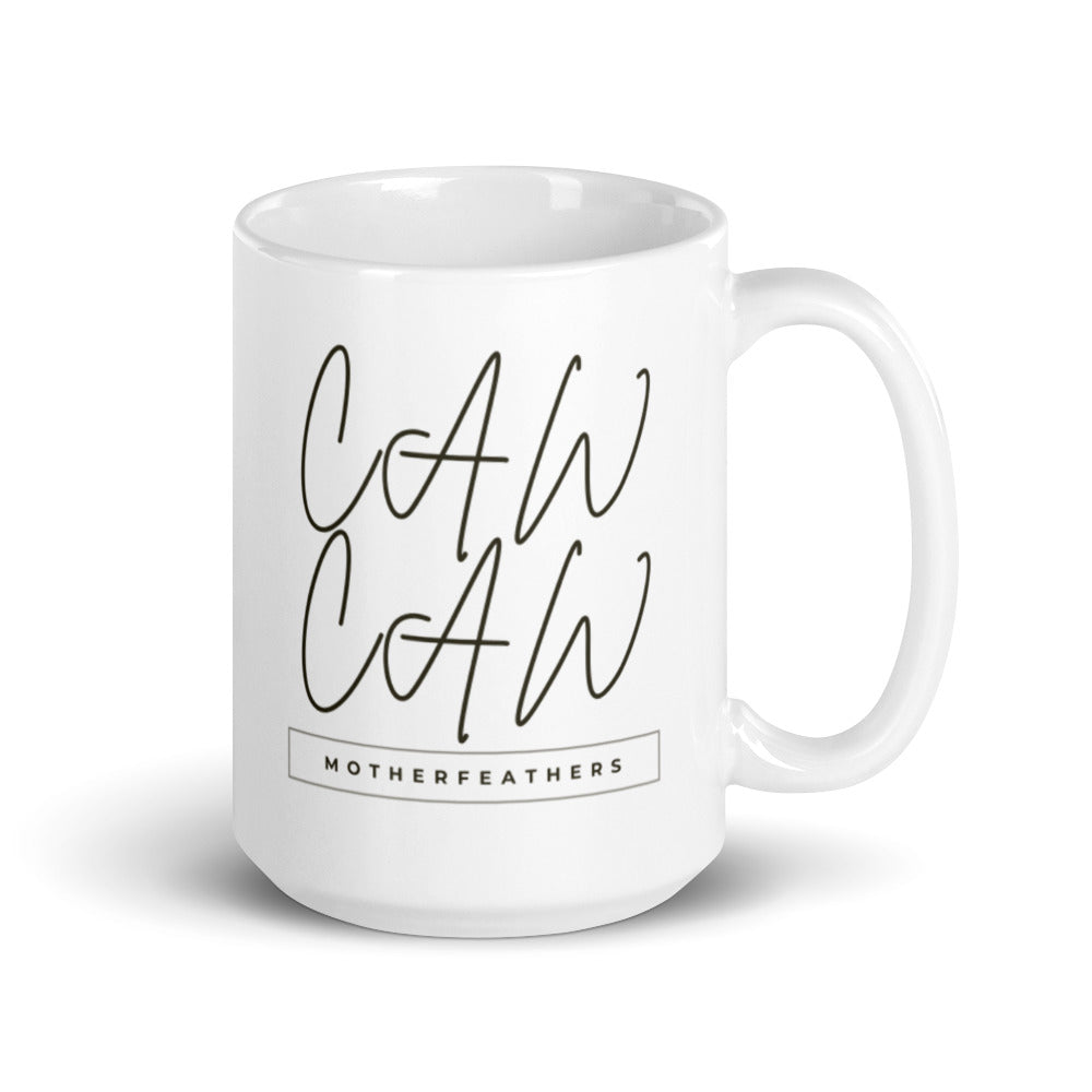 CAW CAW Mother Feathers - White glossy mug - Eel & Otter